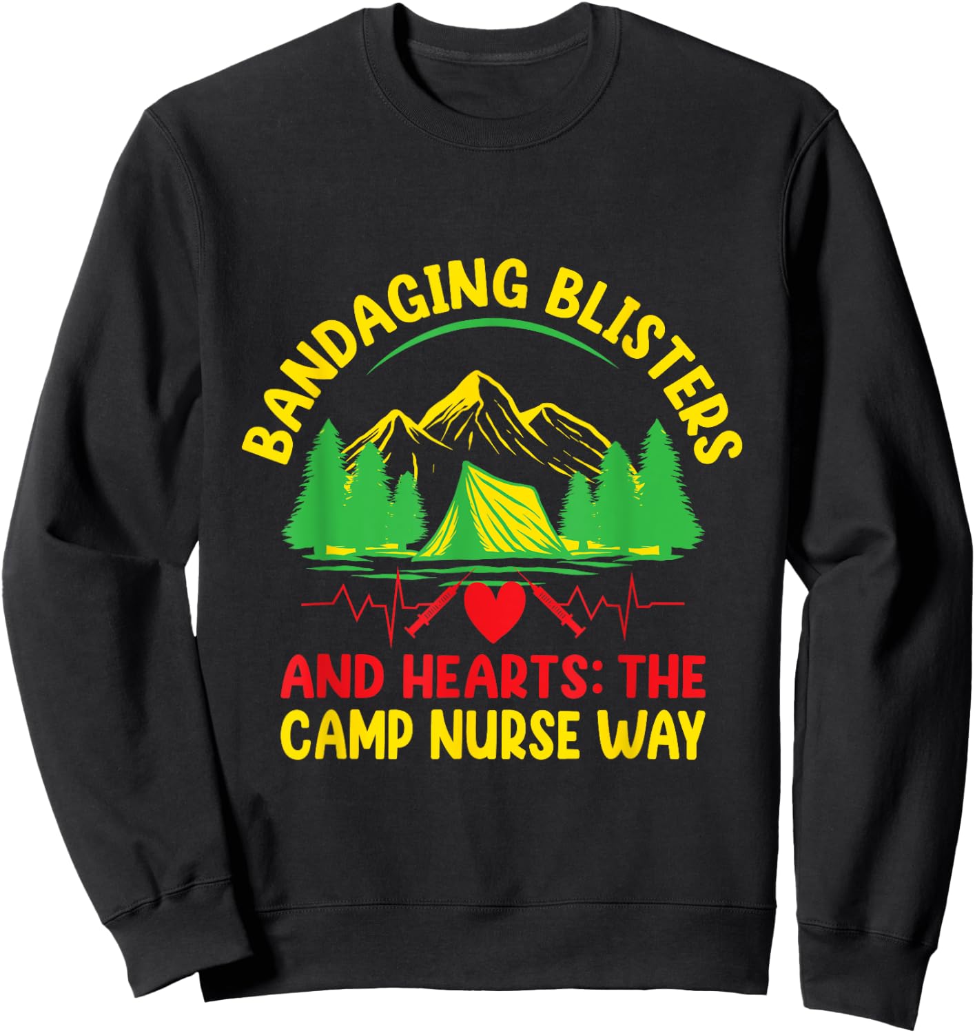 Camp Nurse Medical Medicine Nursing Camping Crew Camper Sweatshirt - Sweatshirt | Black
