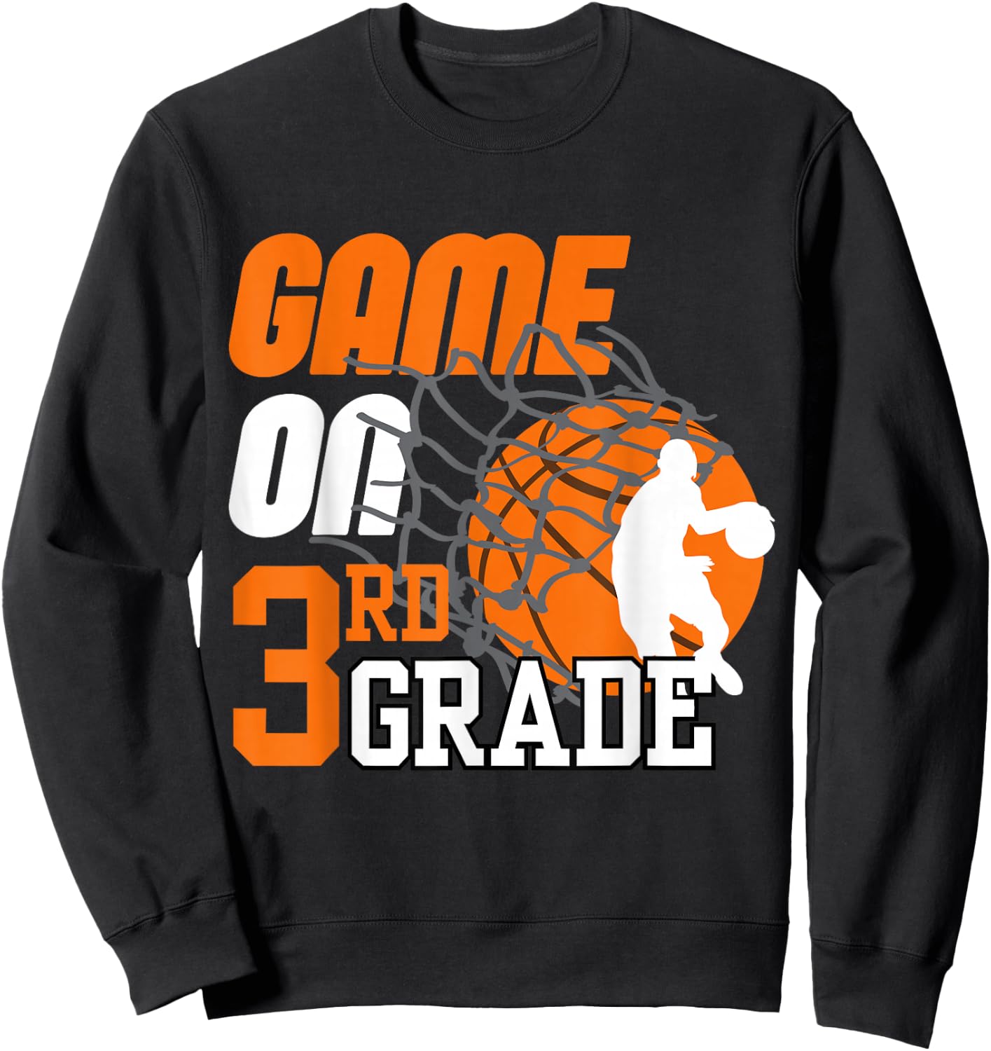Boys Game On 3rd Grade Basketball Back To School Teacher Kid Sweatshirt - Sweatshirt | Black