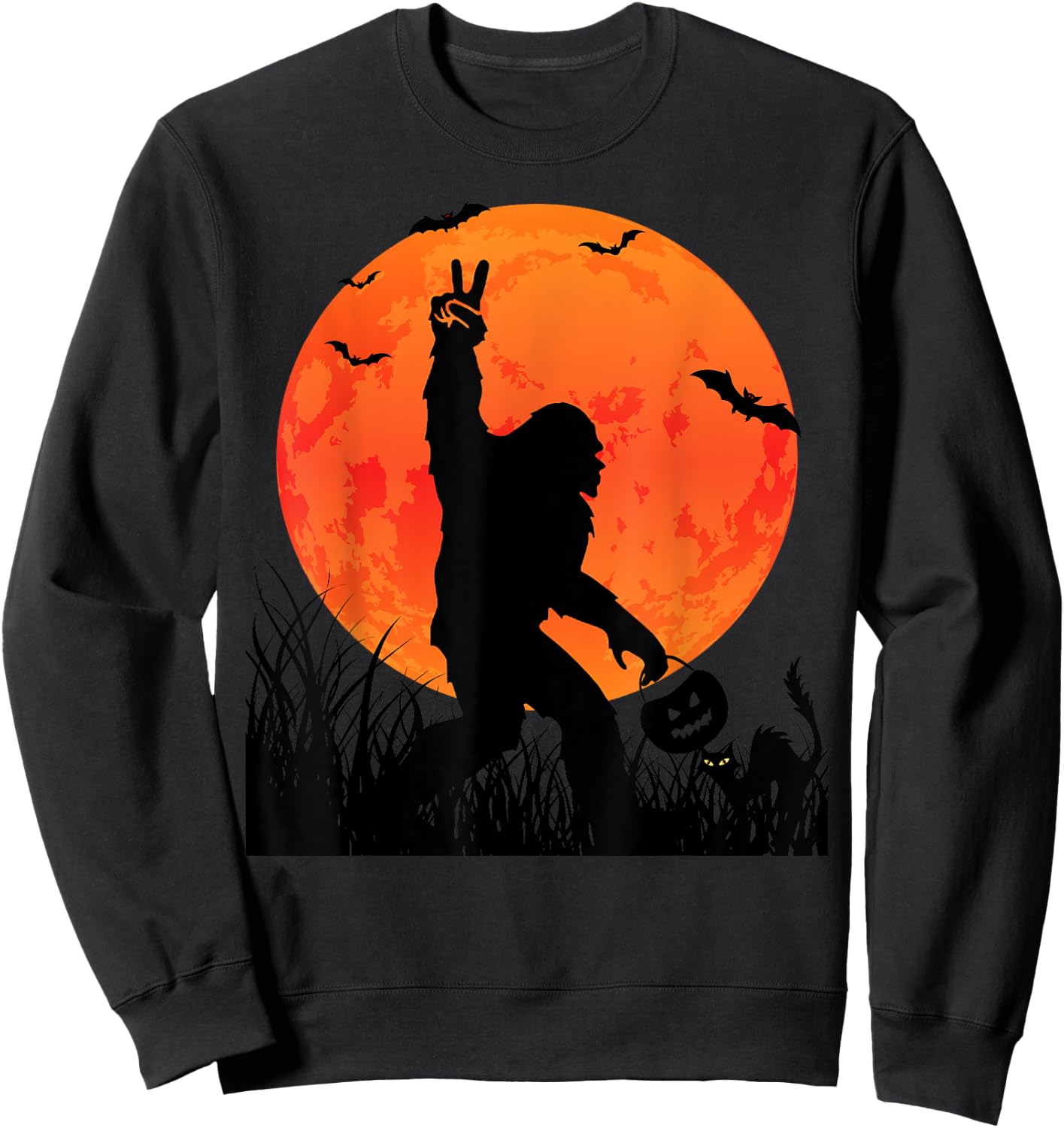 Funny Halloween Rocking Sasquatch Bigfoot Halloween Sweatshirt - Sweatshirt | Black