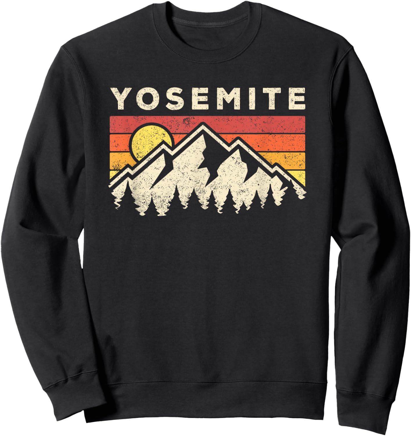 Retro Yosemite California Hiking National Park Sweatshirt - Sweatshirt | Black