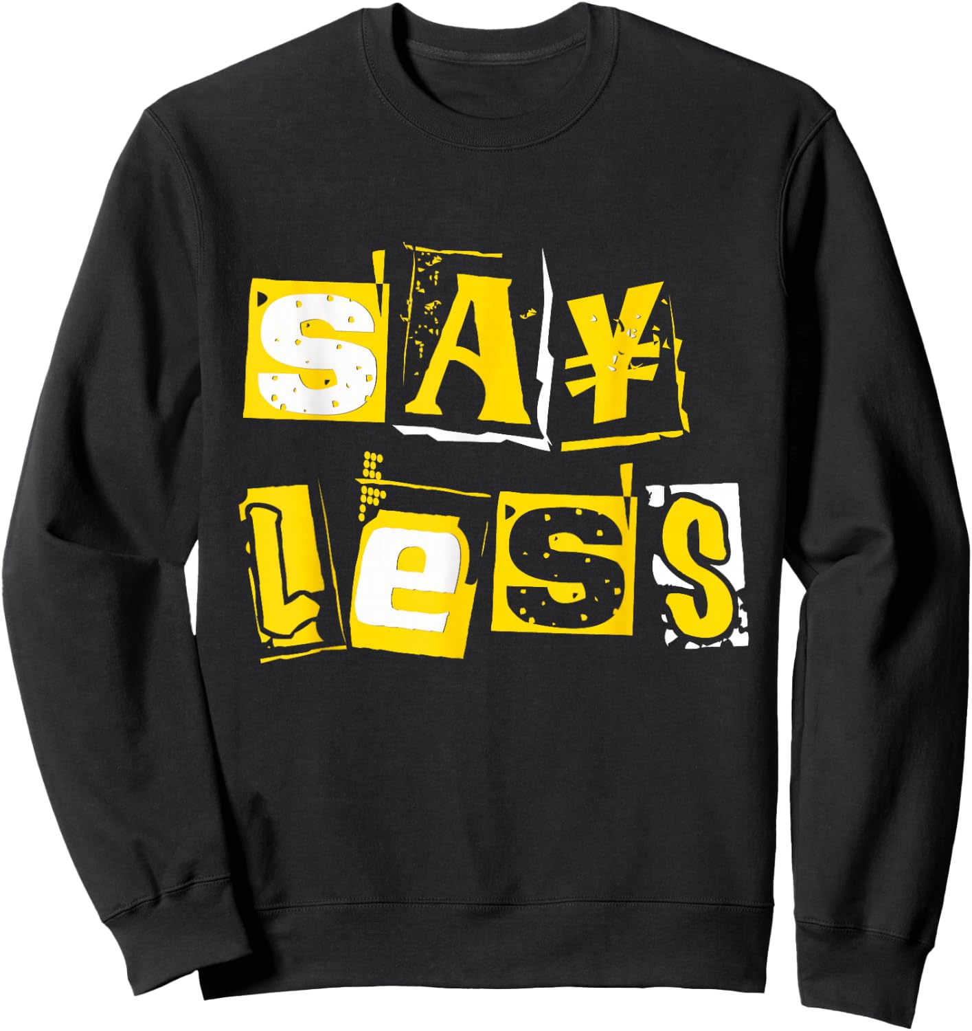 University-Gold Say Less Varsity-Gold Color Graphic Sweatshirt - Sweatshirt | Black