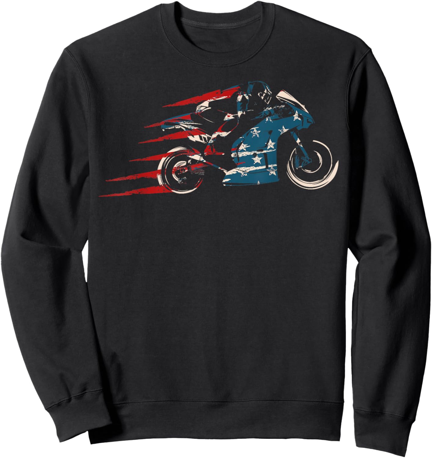 American Flag Super Bike Moto GP 4th of July Dirt Bikers Sweatshirt - Sweatshirt | Black