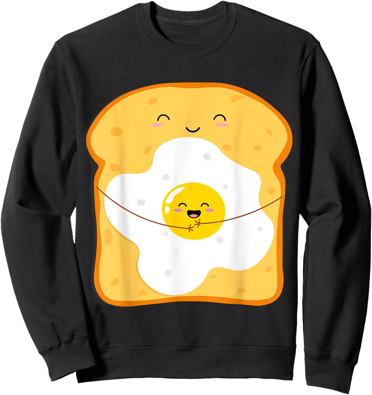 Funny Japanese Kawaii Egg Bread Cute Kawaii Breakfast Anime Sweatshirt - Sweatshirt | Black