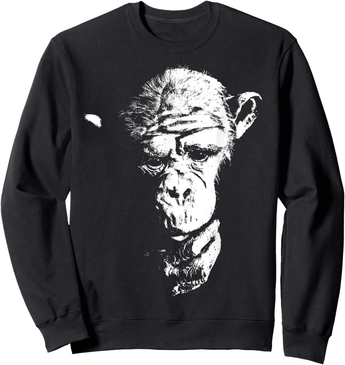 Cool Thinking Monkey, Chimpanzee Face, Ape, Chimp, Primate Sweatshirt - Sweatshirt | Black