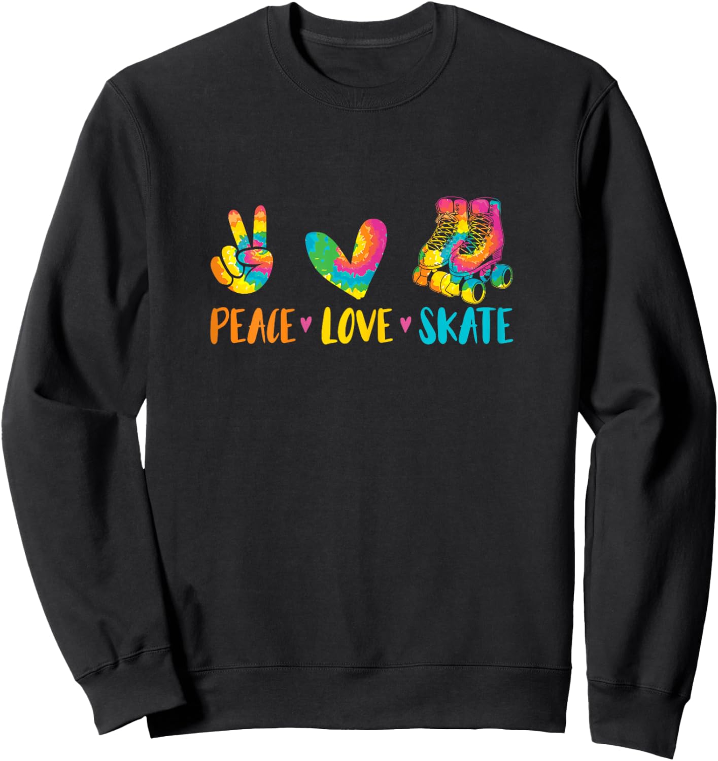 Roller Skating Peace Love Roller Skate Sweatshirt - Sweatshirt | Black