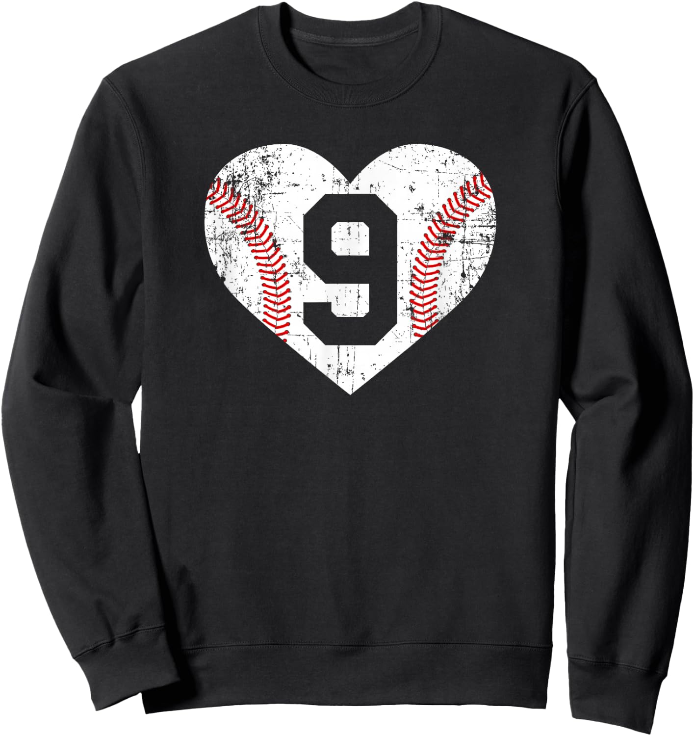 Vintage Baseball 9 Jersey Number Sweatshirt - Sweatshirt | Black