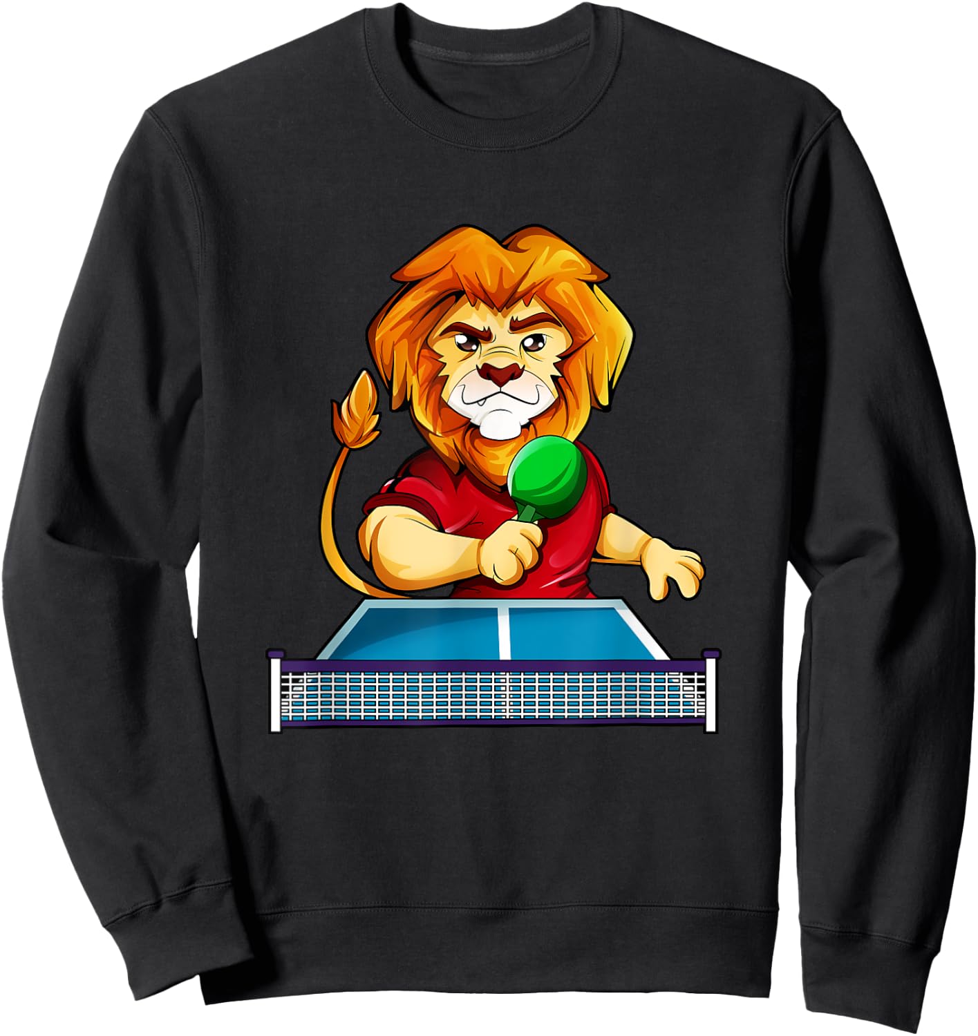 Cartoon lion playing table tennis Sweatshirt - Sweatshirt | Black