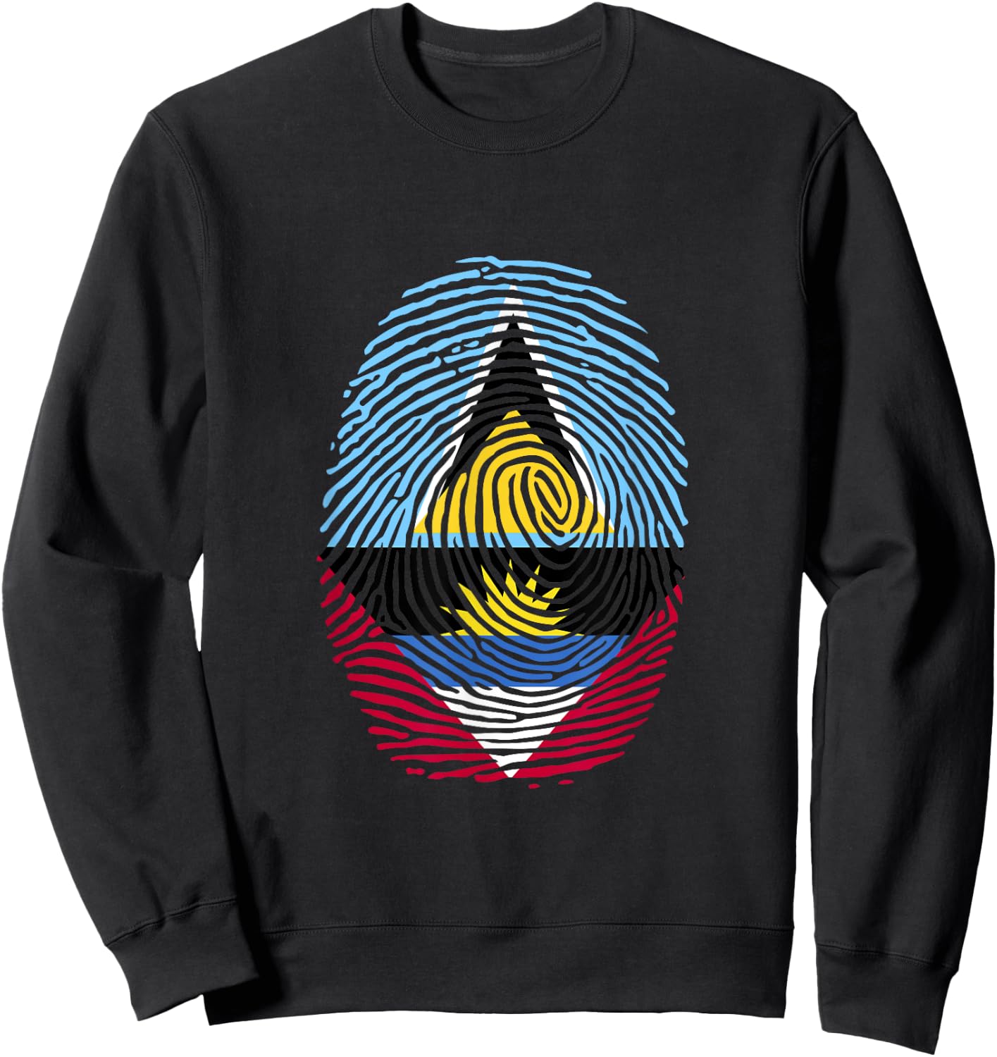 St Lucia and Antigua Fingerprint Saint Lucian Antiguan Roots Sweatshirt - Sweatshirt | Black