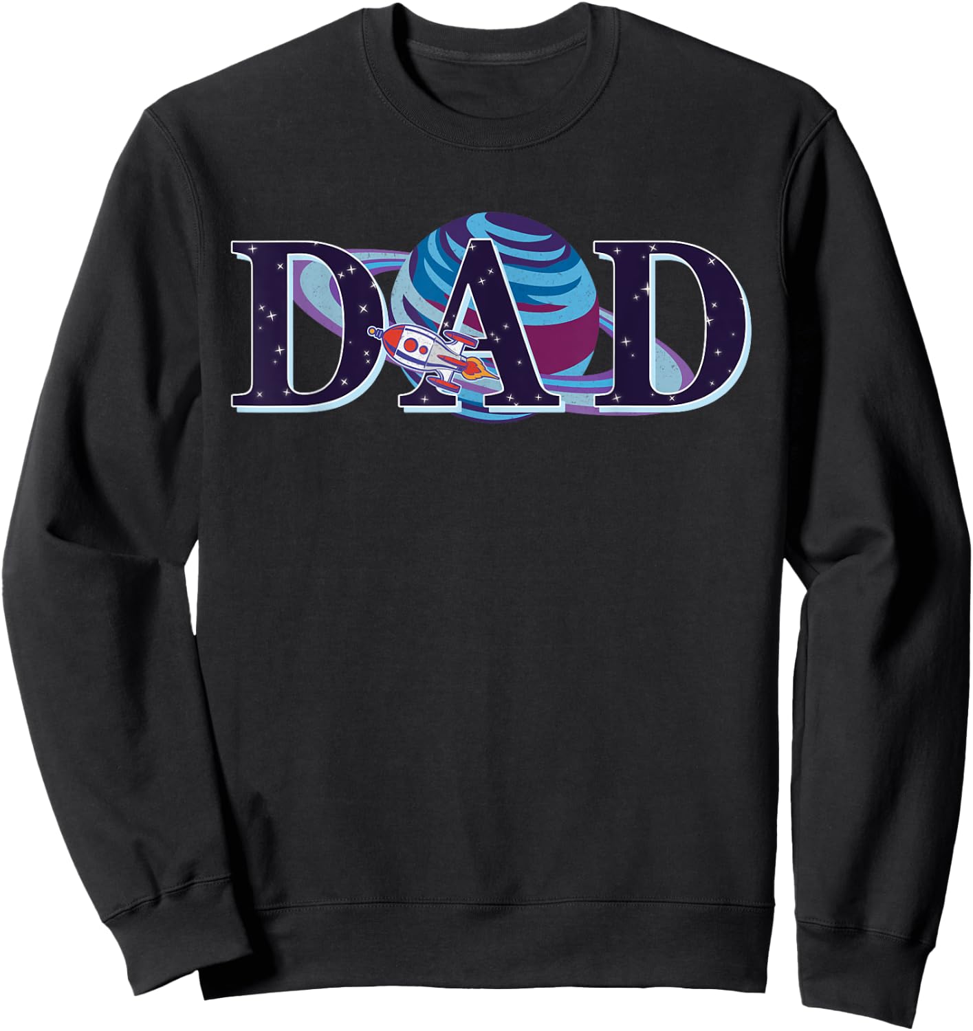 Space Dad, Family Matching Mom, Space Birthday Theme Party Sweatshirt - Sweatshirt | Black