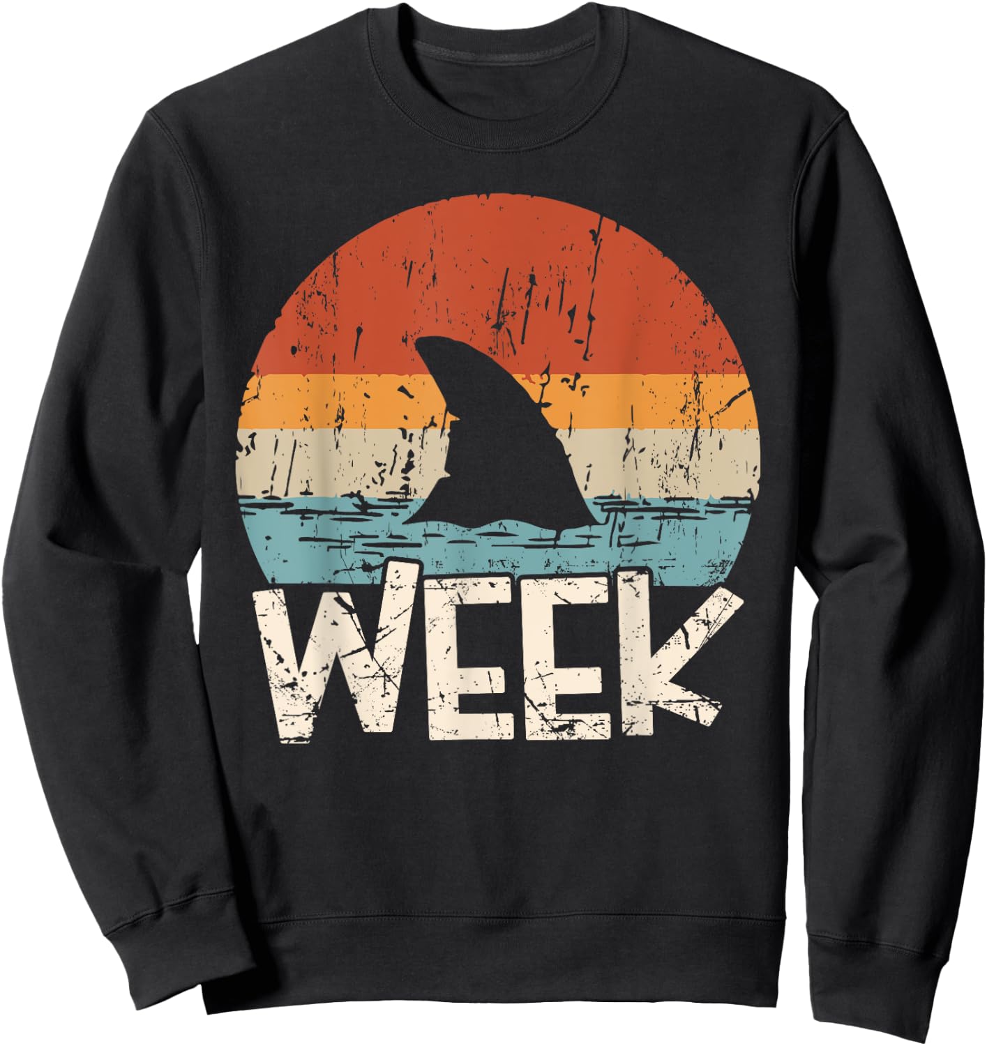 Week Marine Biologist Retro Shark Fin Lover Ocean Wildlife Sweatshirt - Sweatshirt | Black