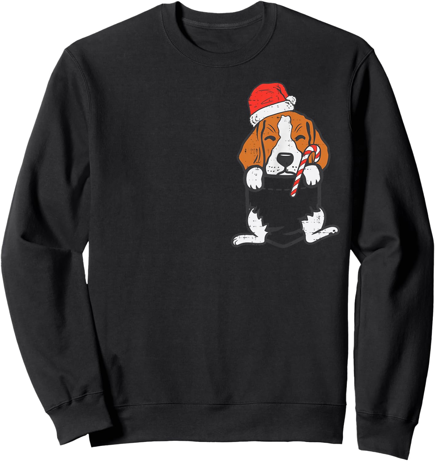 Pocket Beagle Santa Dog Christmas Xmas Men Women Sweatshirt - Sweatshirt | Black