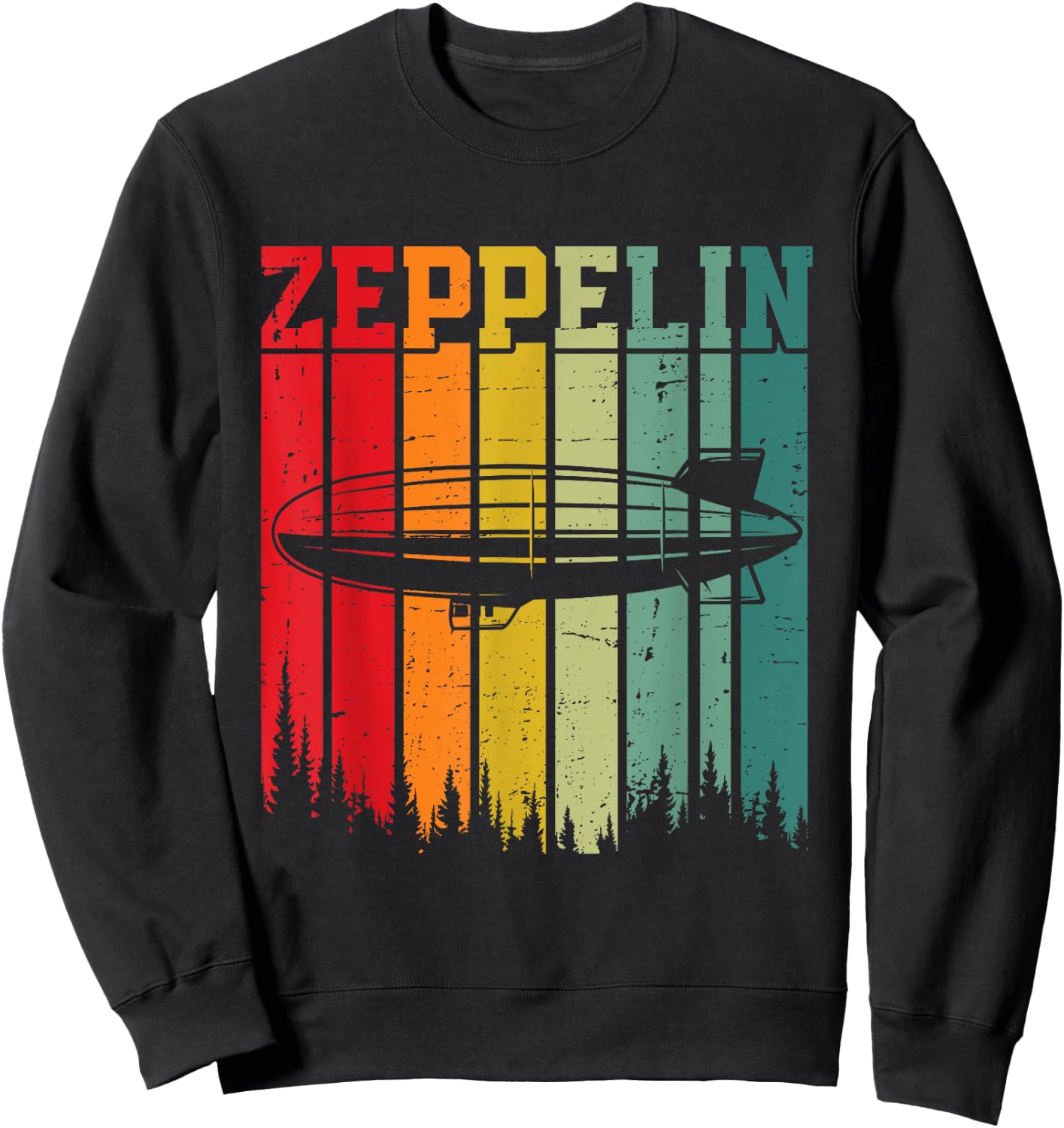 Retro Zeppelin 70s 80s Dirigible Airship Zepelin Zepplin Sweatshirt - Sweatshirt | Black