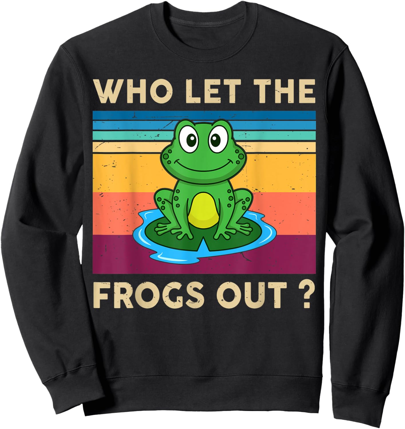 Cute Frog Who Let The Frogs Out Kids Boy Toddler Herpetology Sweatshirt - Sweatshirt | Black