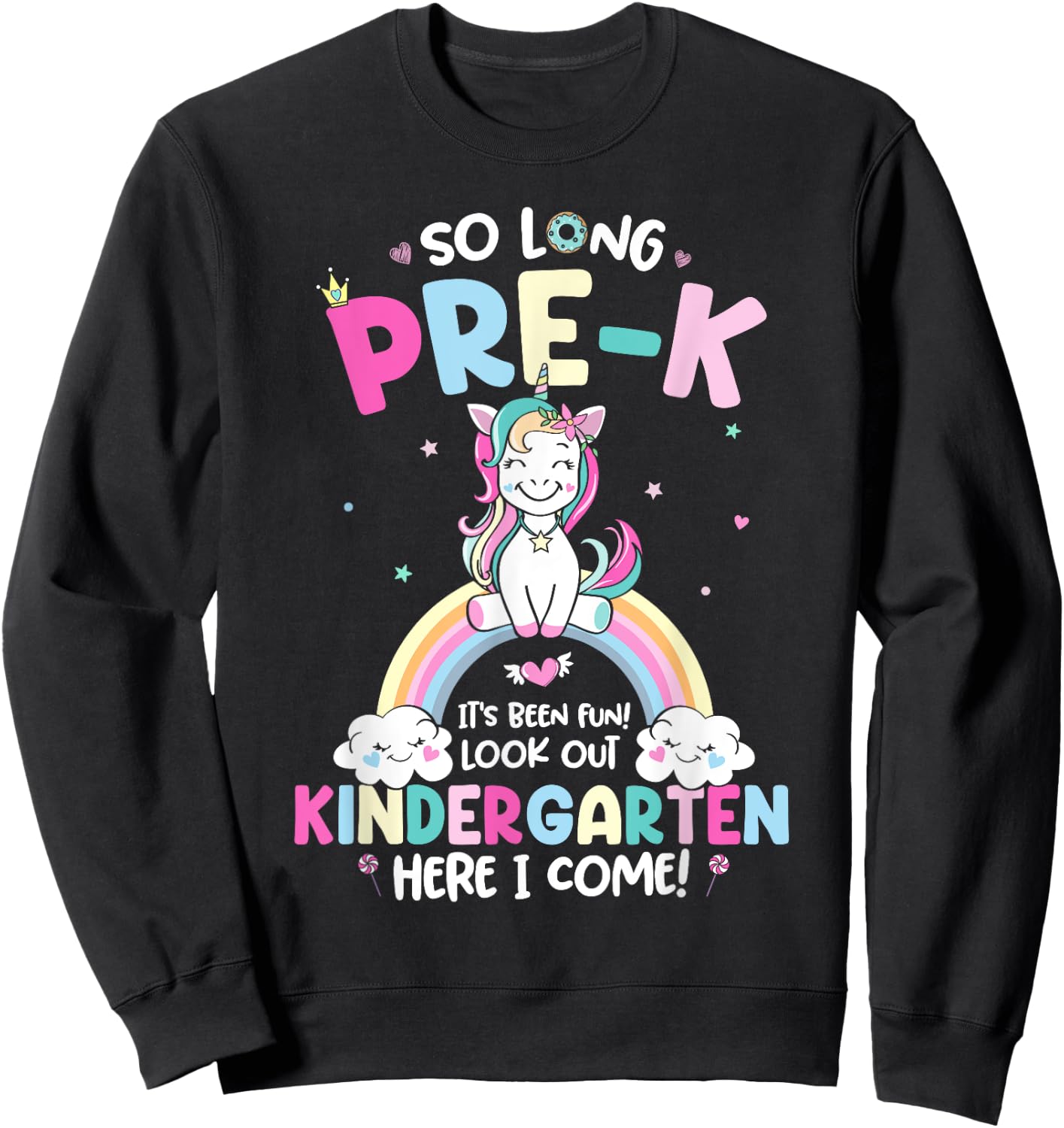 So Long Pre-K Kindergarten Grade Here I Come Unicorn Kid Sweatshirt - Sweatshirt | Black