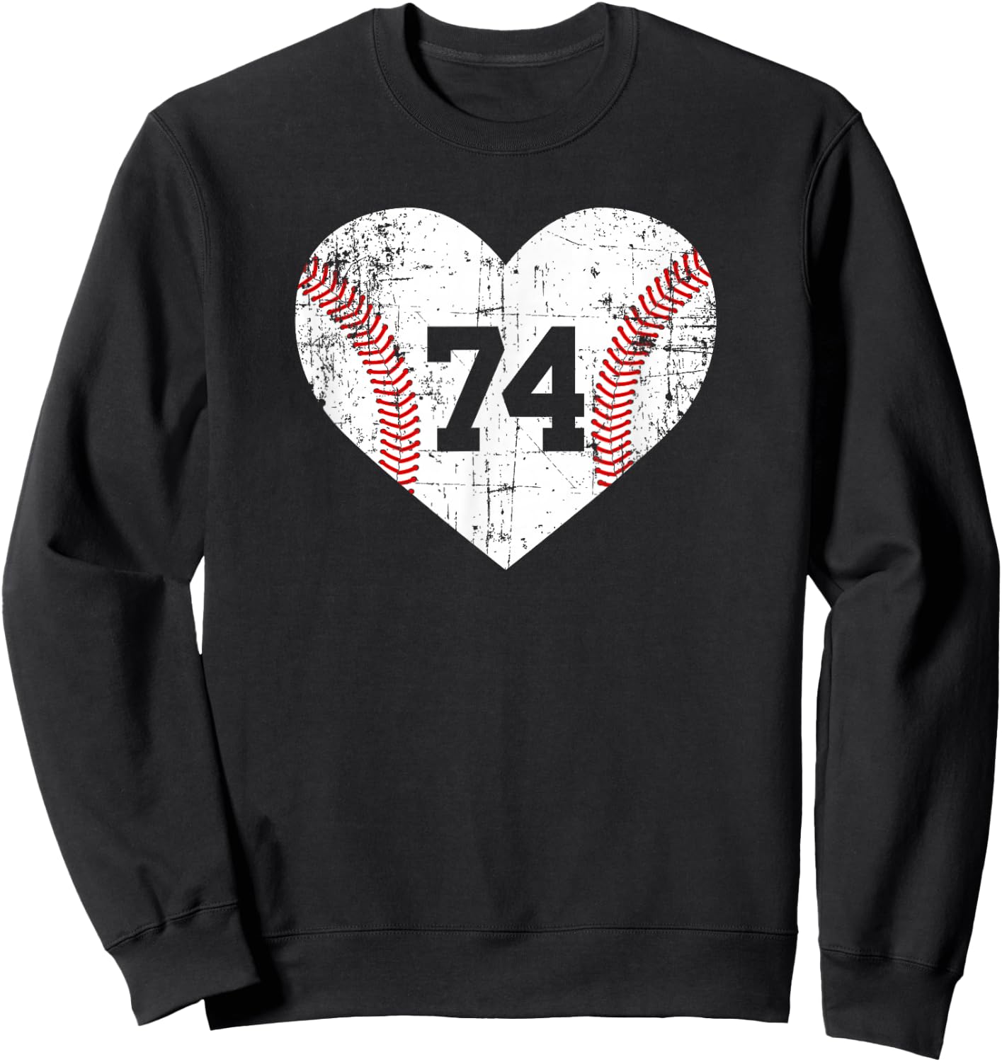 Vintage Baseball 74 Jersey Number Sweatshirt - Sweatshirt | Black