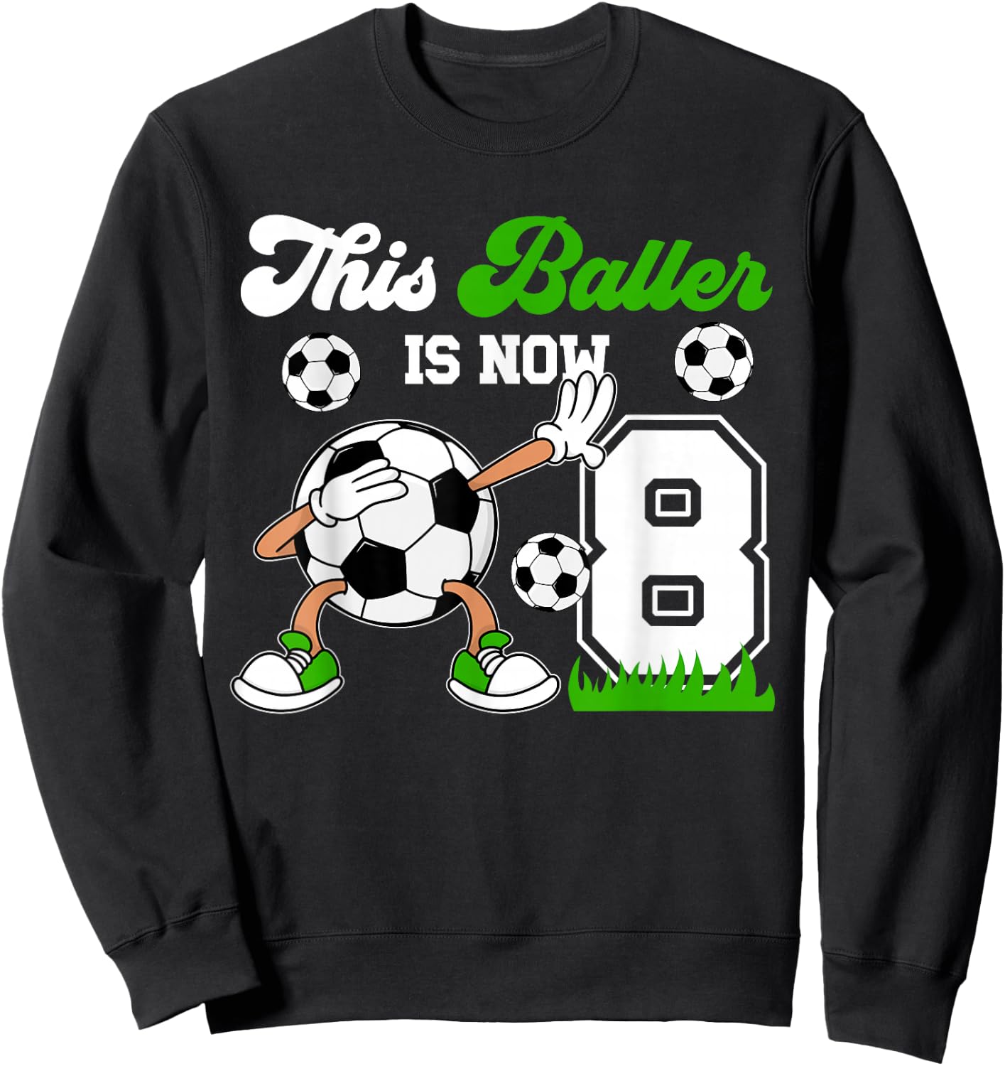 8th Birthday Soccer Boy Eight Year Old Soccer Player Sweatshirt - Sweatshirt | Black