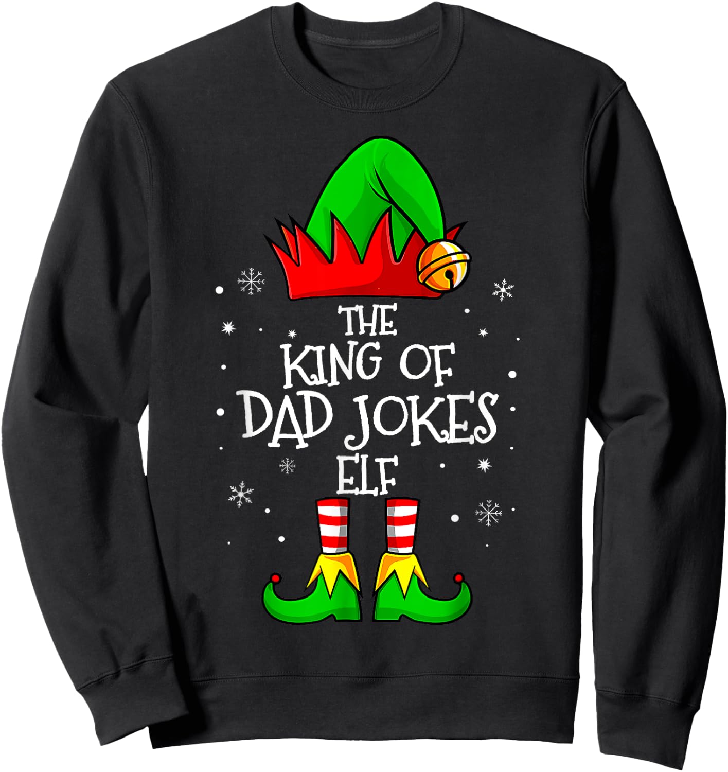 The King Of Dad Jokes Elf Group Matching Family Christmas Sweatshirt - Sweatshirt | Black