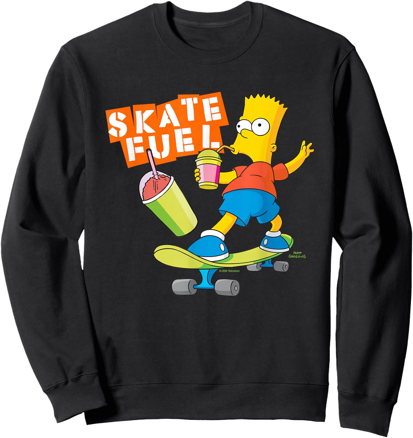 The Simpsons Bart Simpson Skate Fuel Skateboard Squishee Sweatshirt - Sweatshirt | Black