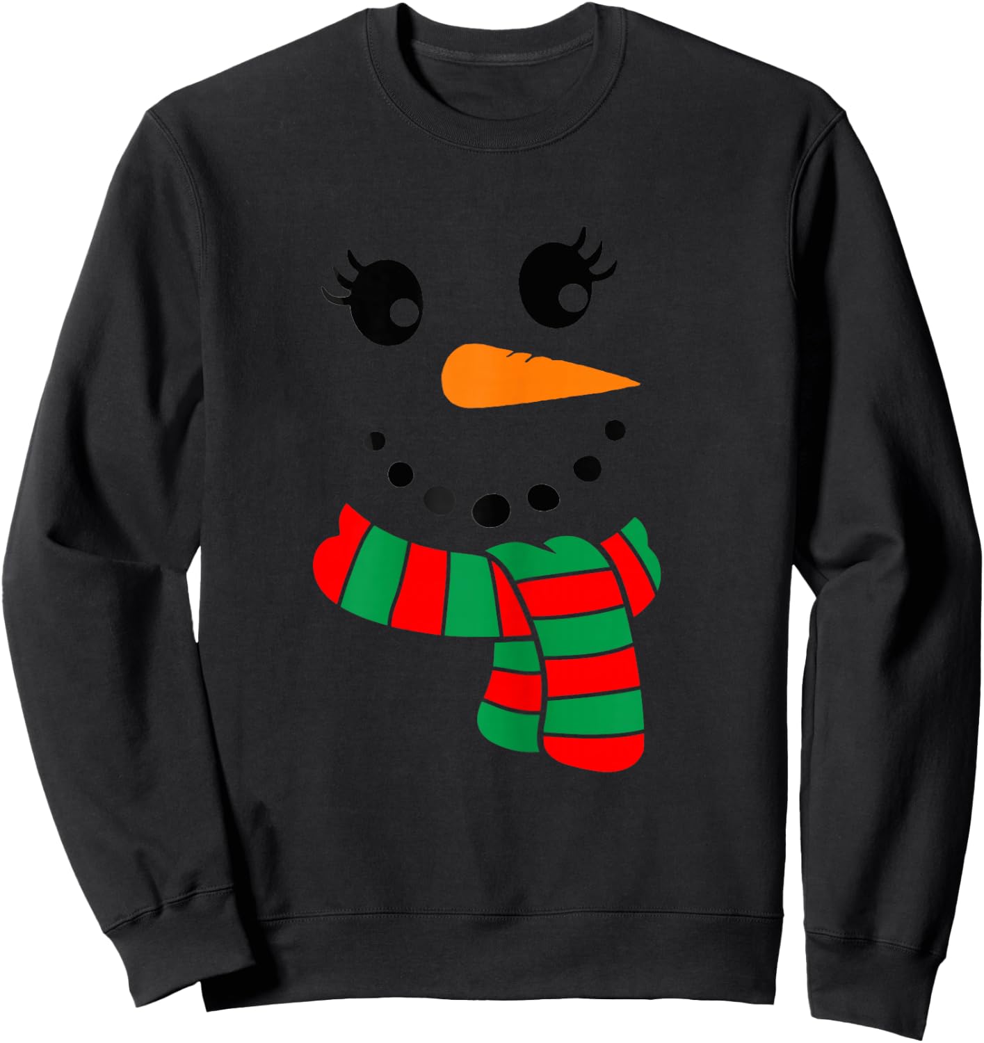 Eyelashes Christmas Outfit Snowman Face Costume Girls Sweatshirt - Sweatshirt | Black