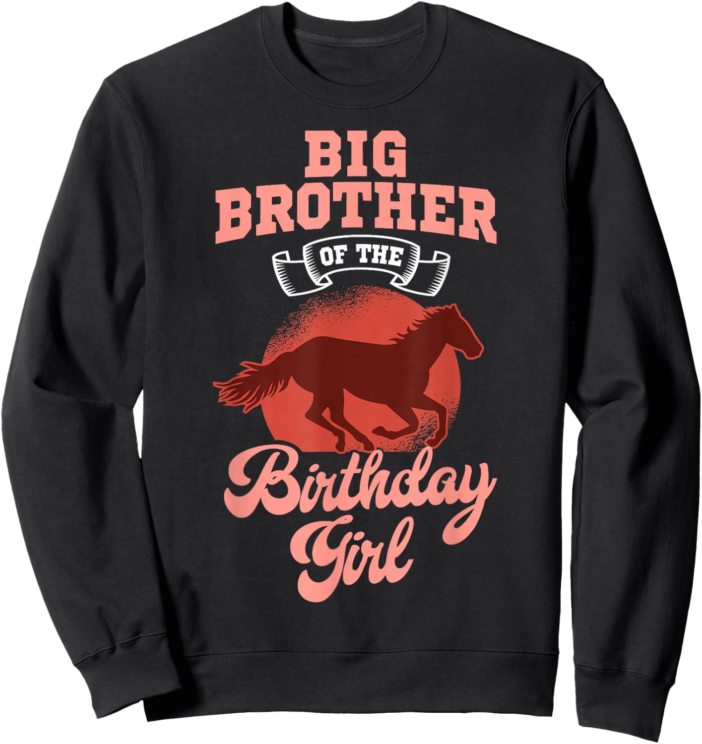 Big Brother Of The Birthday Girl Horse Family Bday Sweatshirt - Sweatshirt | Black