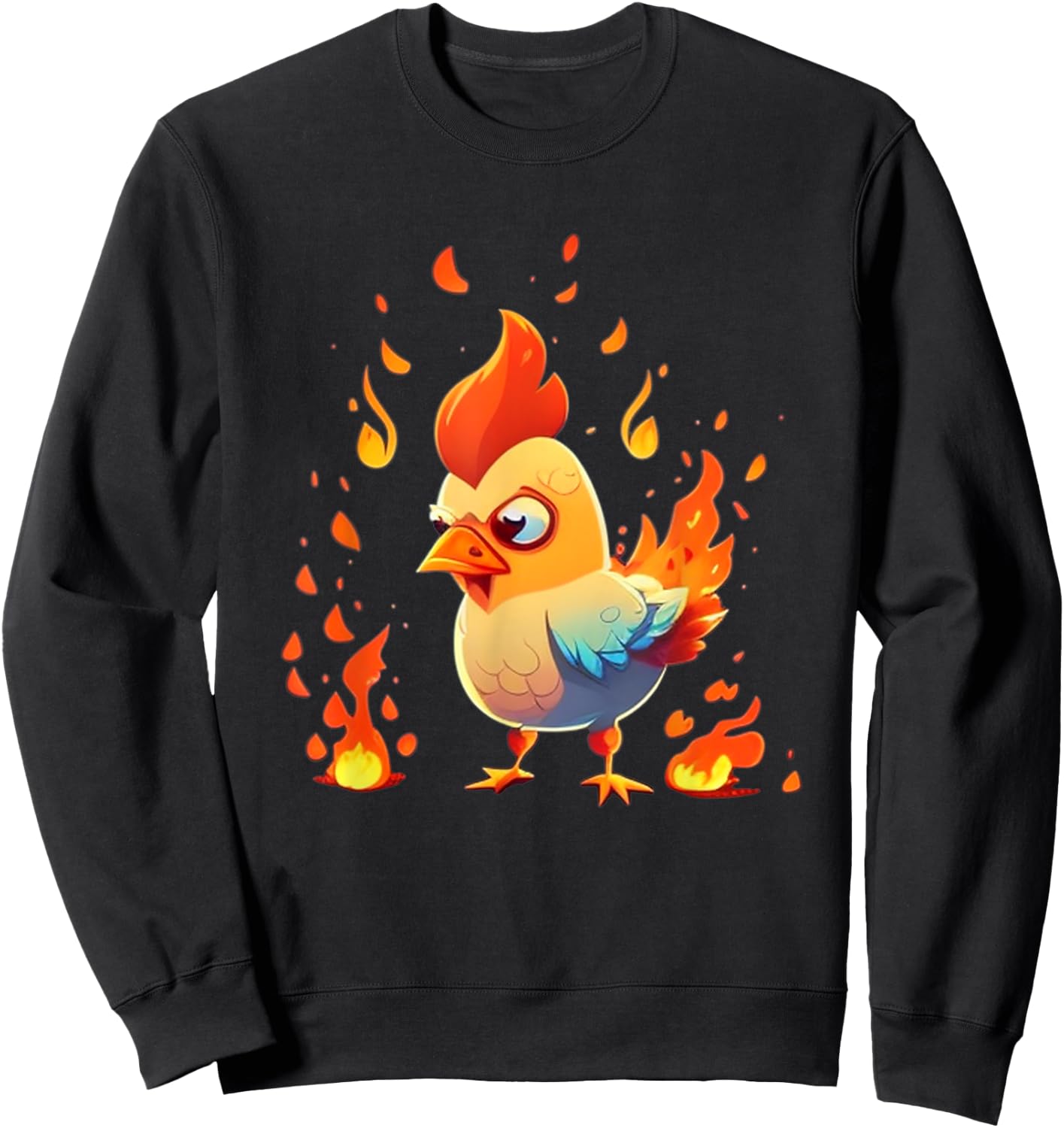 Funny looking Fire Chicken Sweatshirt - Sweatshirt | Black