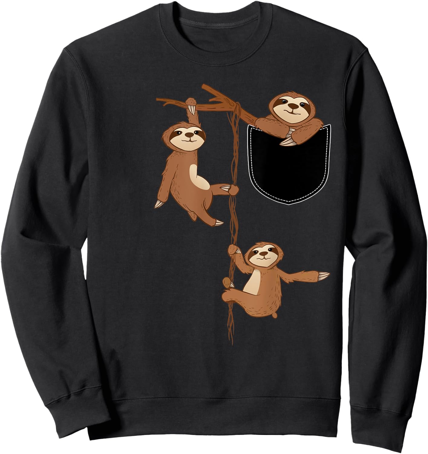 Happy Family Sloth In A Tree - Wildlife Animal Lover Sweatshirt - Sweatshirt | Black
