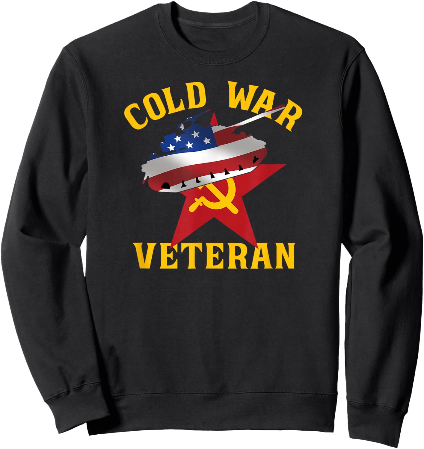 Proud Cold War Veteran US Flag Patriotic Military Sweatshirt - Sweatshirt | Black