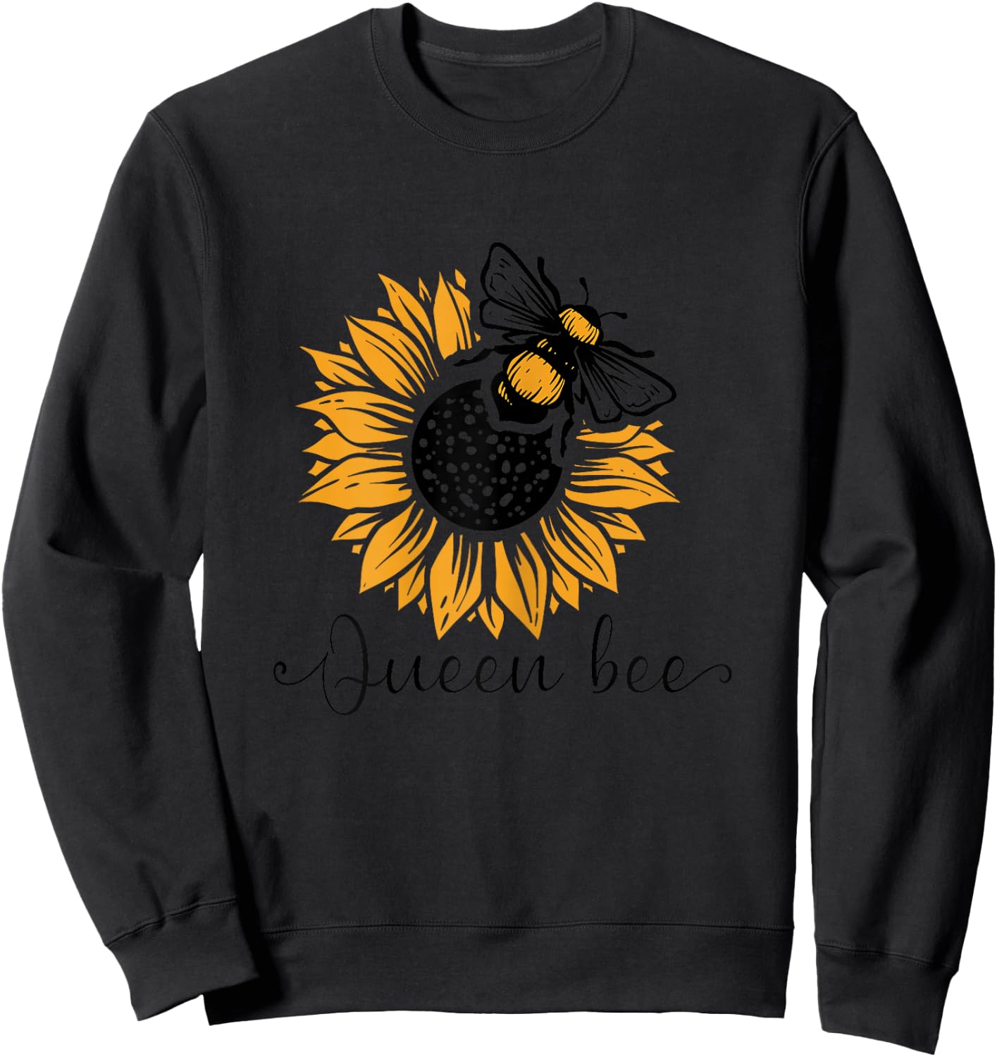 Queen bee and sunflower Beekeeper Beekeeping Sweatshirt - Sweatshirt | Black