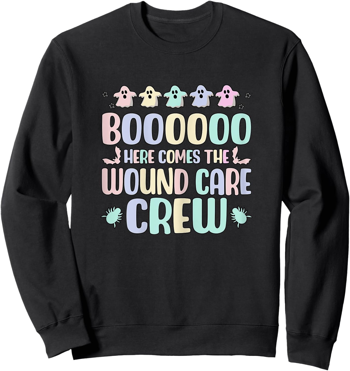 Wound Care Crew, Women Wound Nurse Halloween Ghost Sweatshirt - Sweatshirt | Black