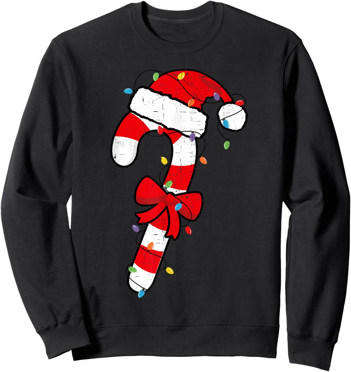 Christmas Candy Cane Santa Xmas Kids Toddler Youth Women Men Sweatshirt - Sweatshirt | Black