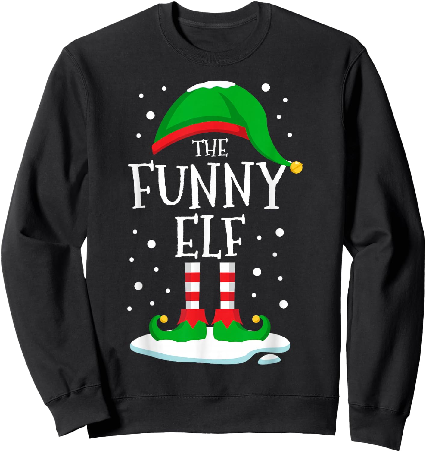 The Funny Elf Christmas Family Matching Xmas Squad Group Sweatshirt - Sweatshirt | Black