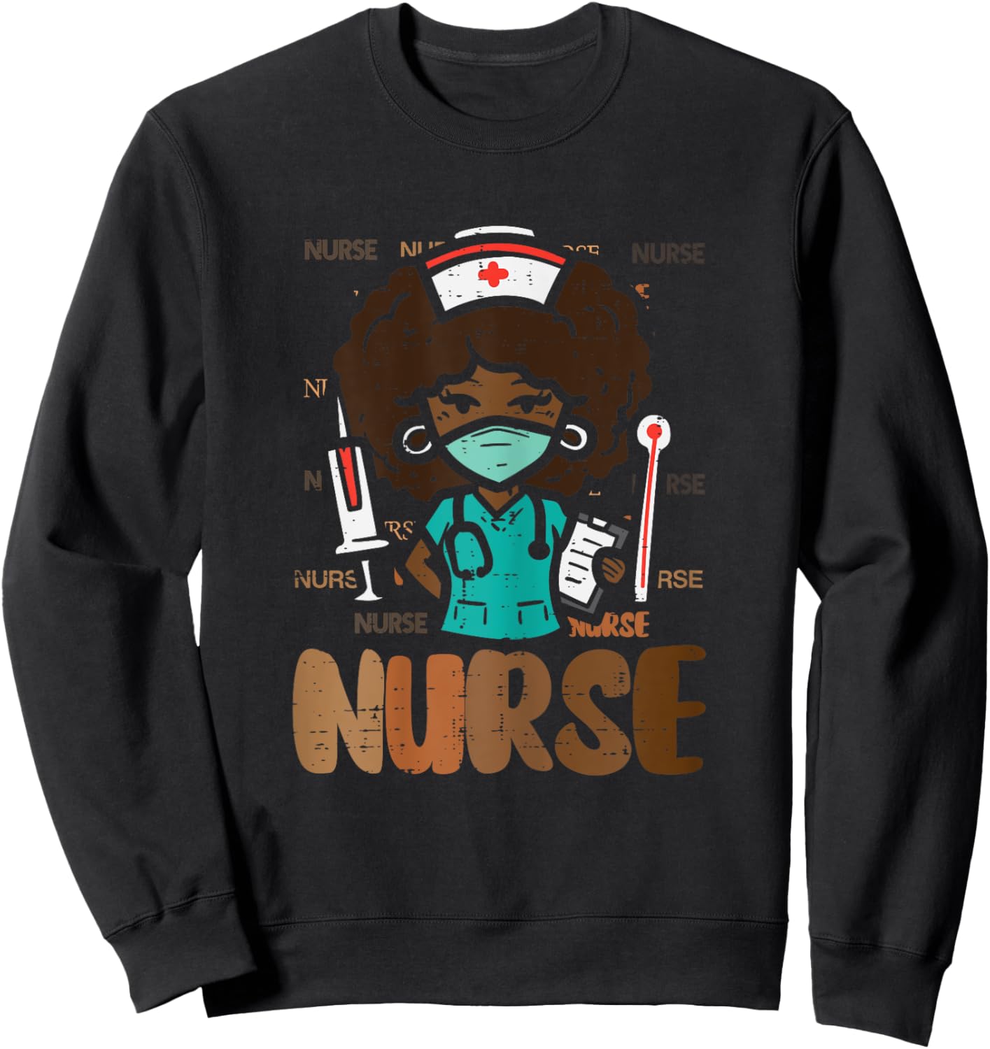 Black History Afro Nurse African Nursing Scrub Top Women Sweatshirt - Sweatshirt | Black
