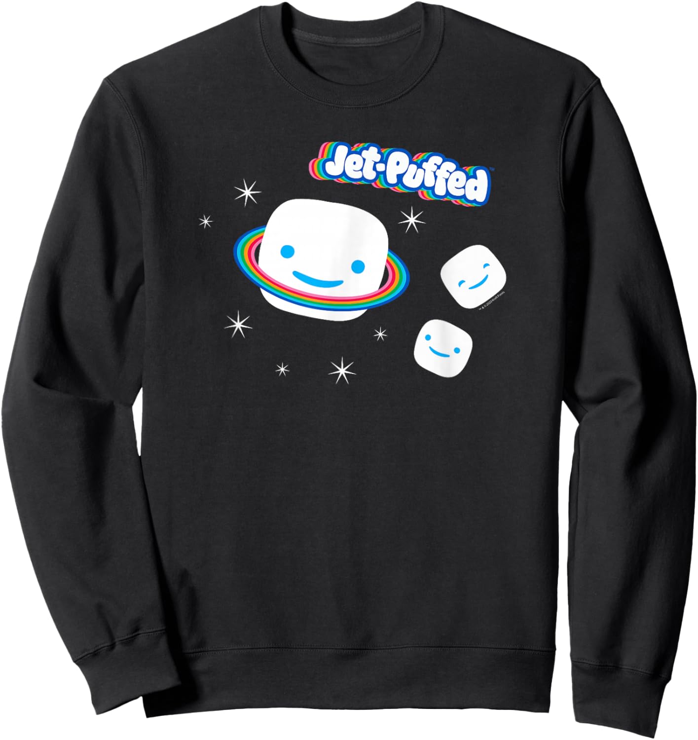 Jet-Puffed Marshmallow Galaxy Rainbow Planet Cute Logo Sweatshirt - Sweatshirt | Black