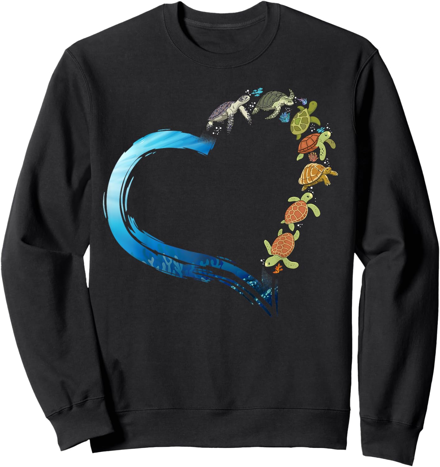 Sea Turtle Tortoise Heart Sweatshirt - Sweatshirt | Black