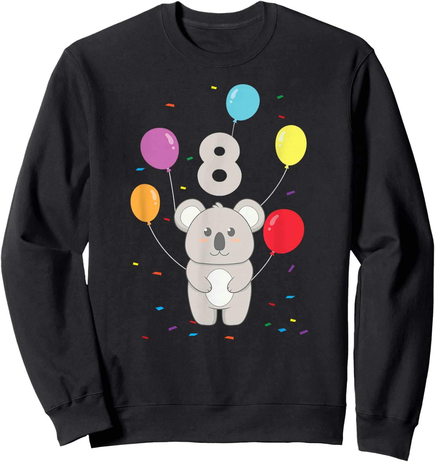 8th Birthday 8 Years Koala Balloons Australia Eucalyptus Zoo Sweatshirt - Sweatshirt | Black