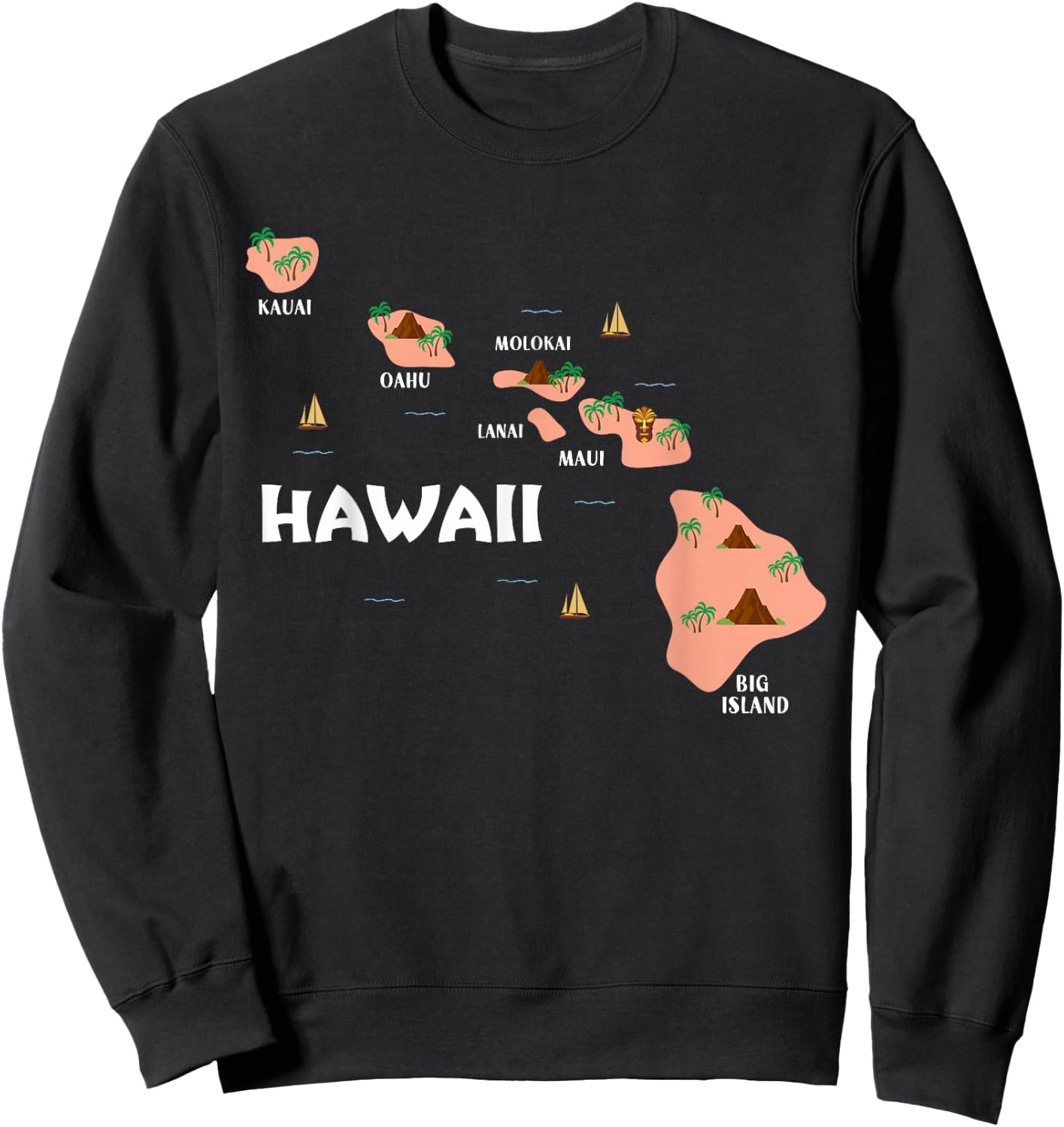 Map Vintage Souvenir Hawaiian Islands Sweatshirt - Sweatshirt | Black