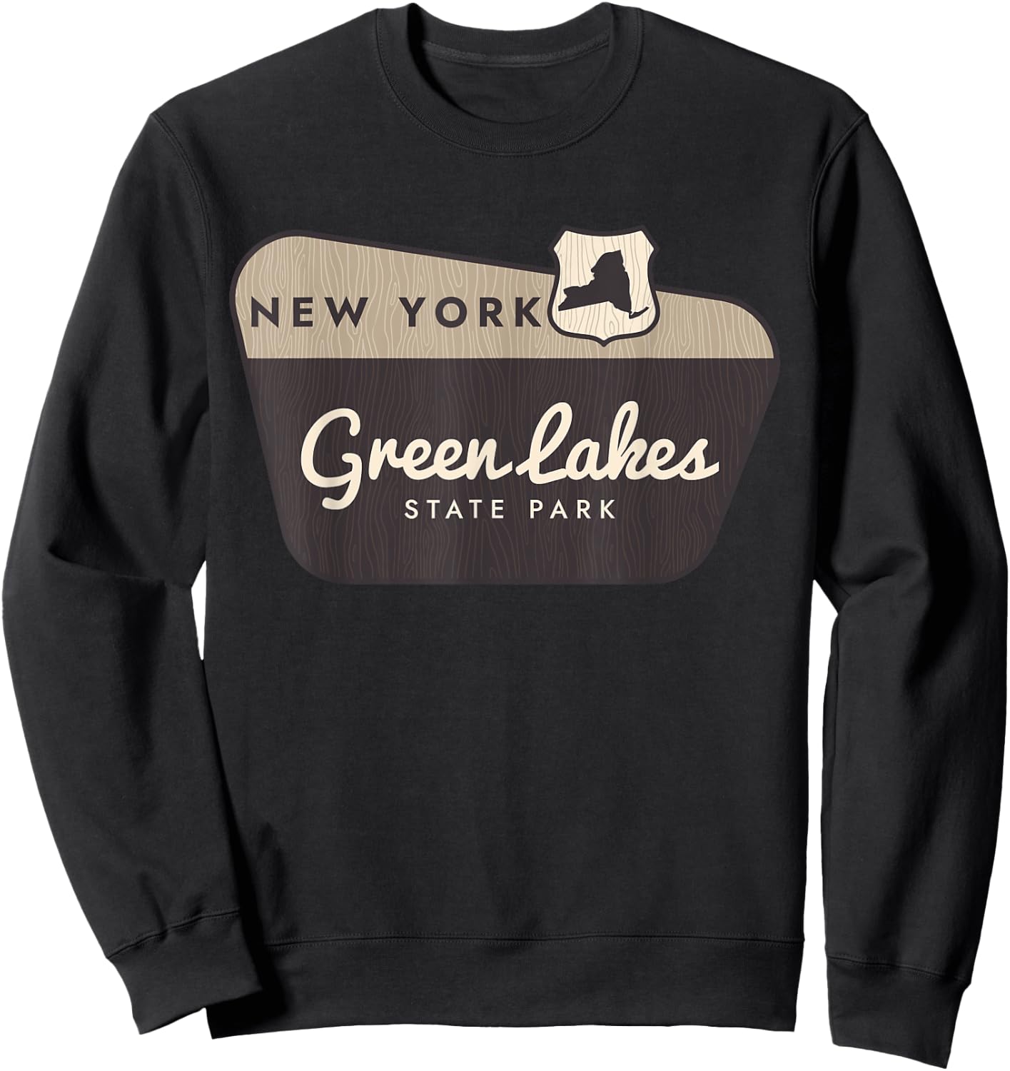 Green Lakes State Park New York Welcome Sign Vacation Sweatshirt - Sweatshirt | Black