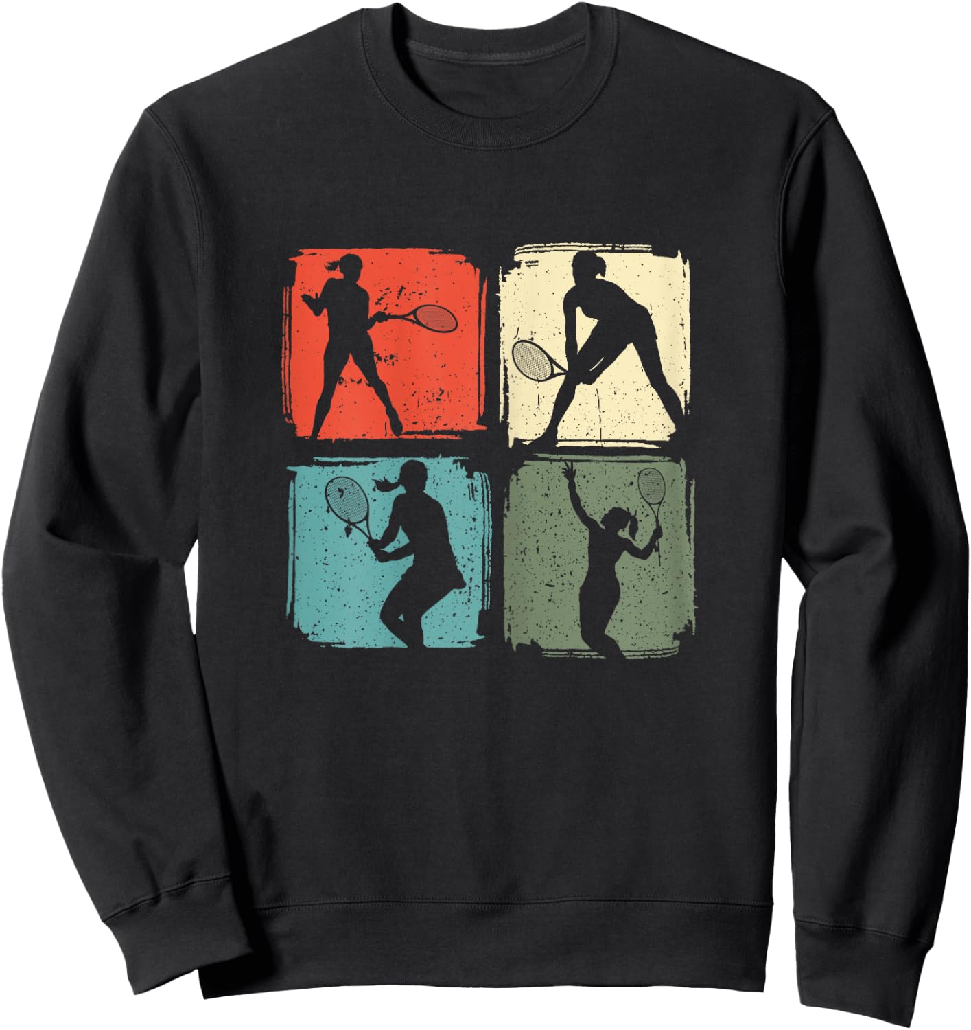 Tennis Play Funny Retro Tennis Player Woman Girls Sweatshirt - Sweatshirt | Black