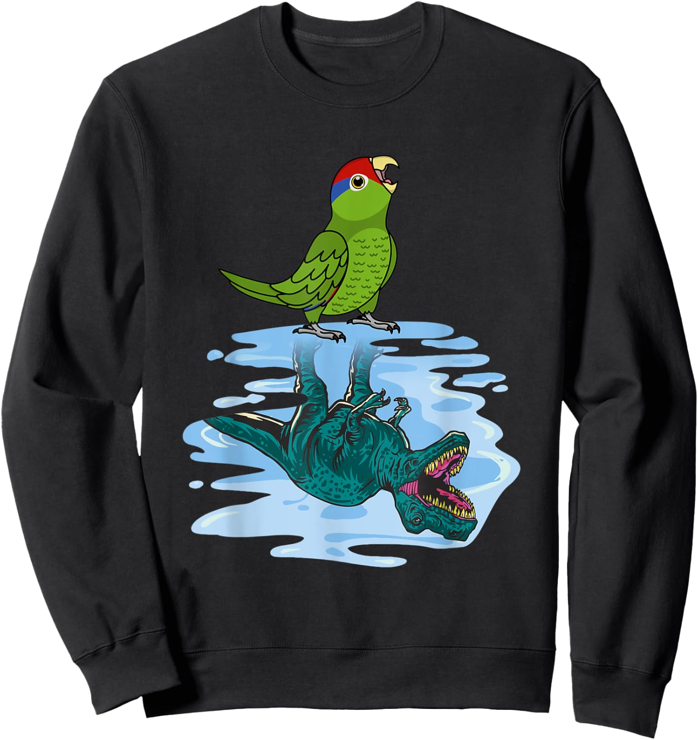 Parrot & T Rex Reflection I Mexican Red-headed Amazon Sweatshirt - Sweatshirt | Black