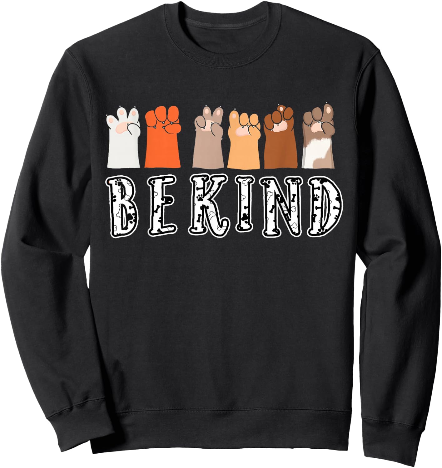 Be Kind Hand Talking Finger Dog Signs Cute -Adults & Kids Black Modern Animal Theme ASL Kindness Funny Dog Paw Sweatshirt - Sweatshirt | Black