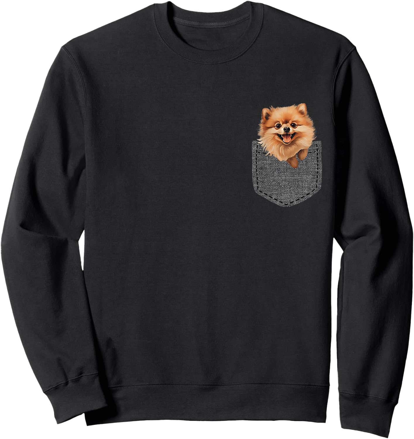 Dog in Pocket Pomeranian Sweatshirt - Sweatshirt | Black