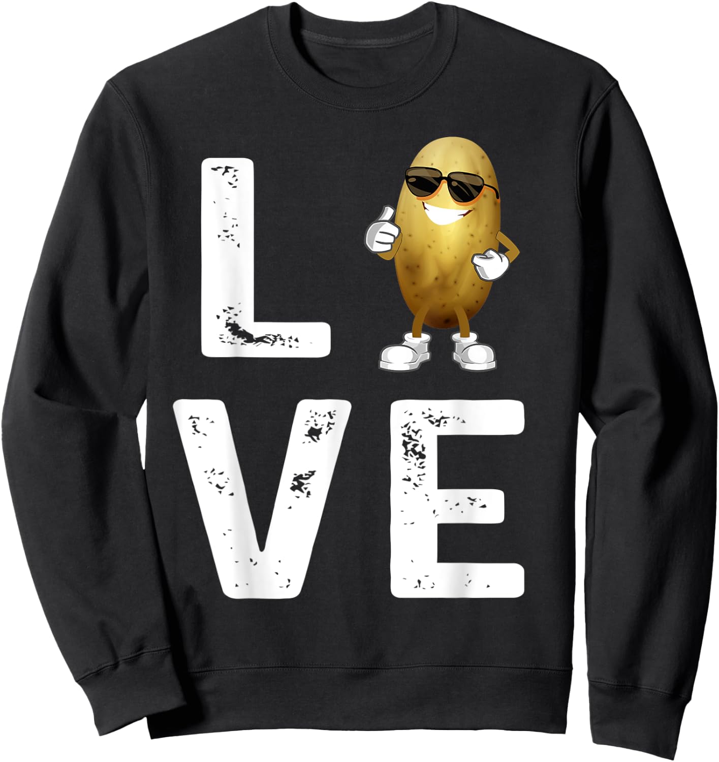 I Love Potatoes Vegetable Funny Potato In Sunglusses Sweatshirt - Sweatshirt | Black