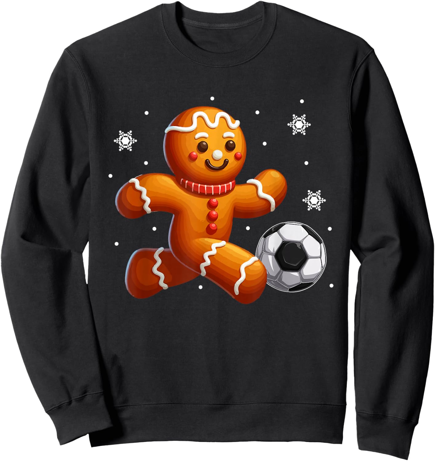 Gingerbread Playing Soccer Christmas Cookie Player Team Sweatshirt - Sweatshirt | Black