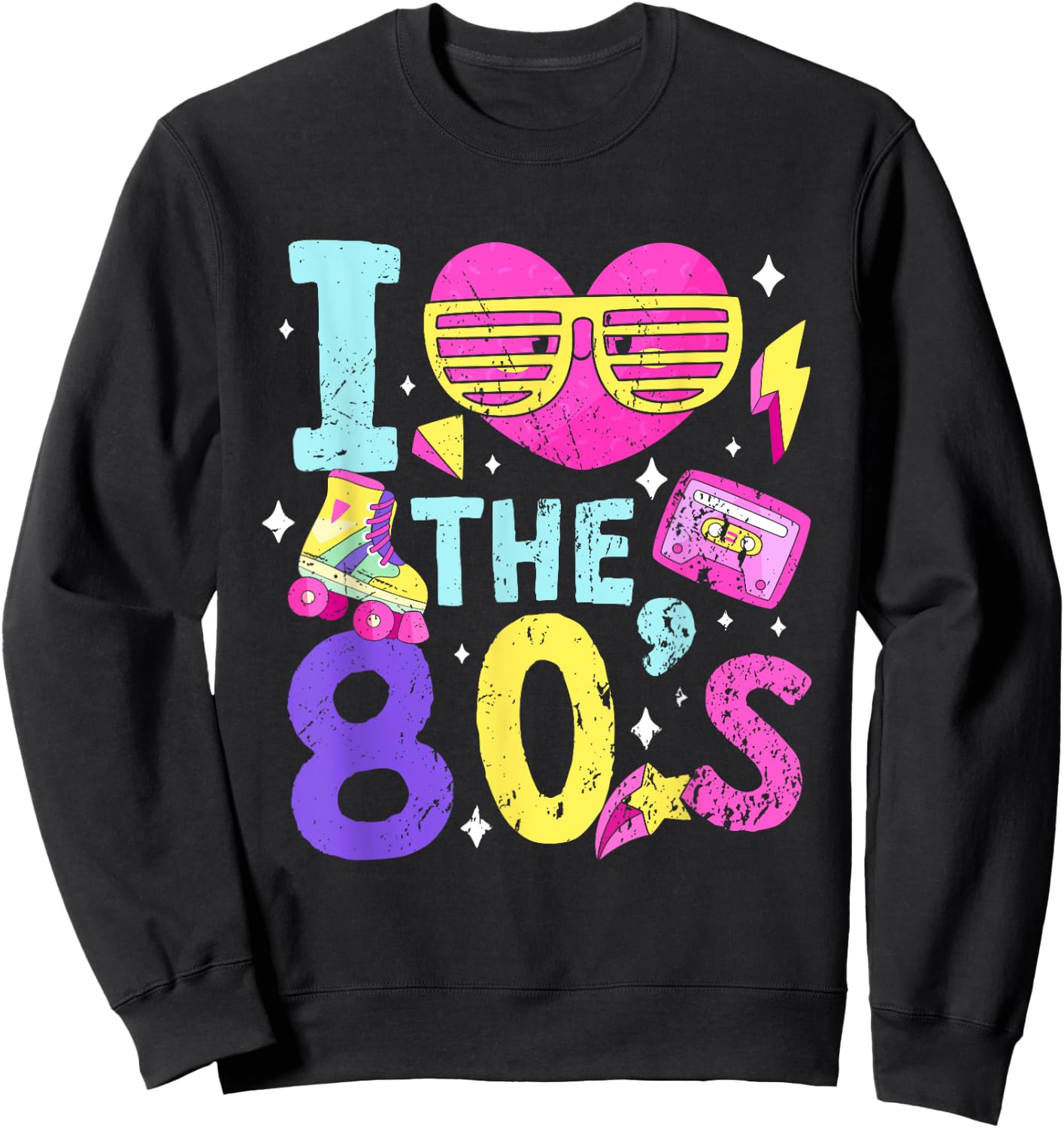 Retro 1980s Party Costume i Love The 80s Sweatshirt - Sweatshirt | Black