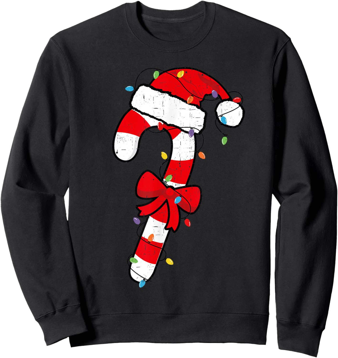 Christmas Candy Cane Santa Xmas Kids Toddler Youth Women Men Sweatshirt - Sweatshirt | Black