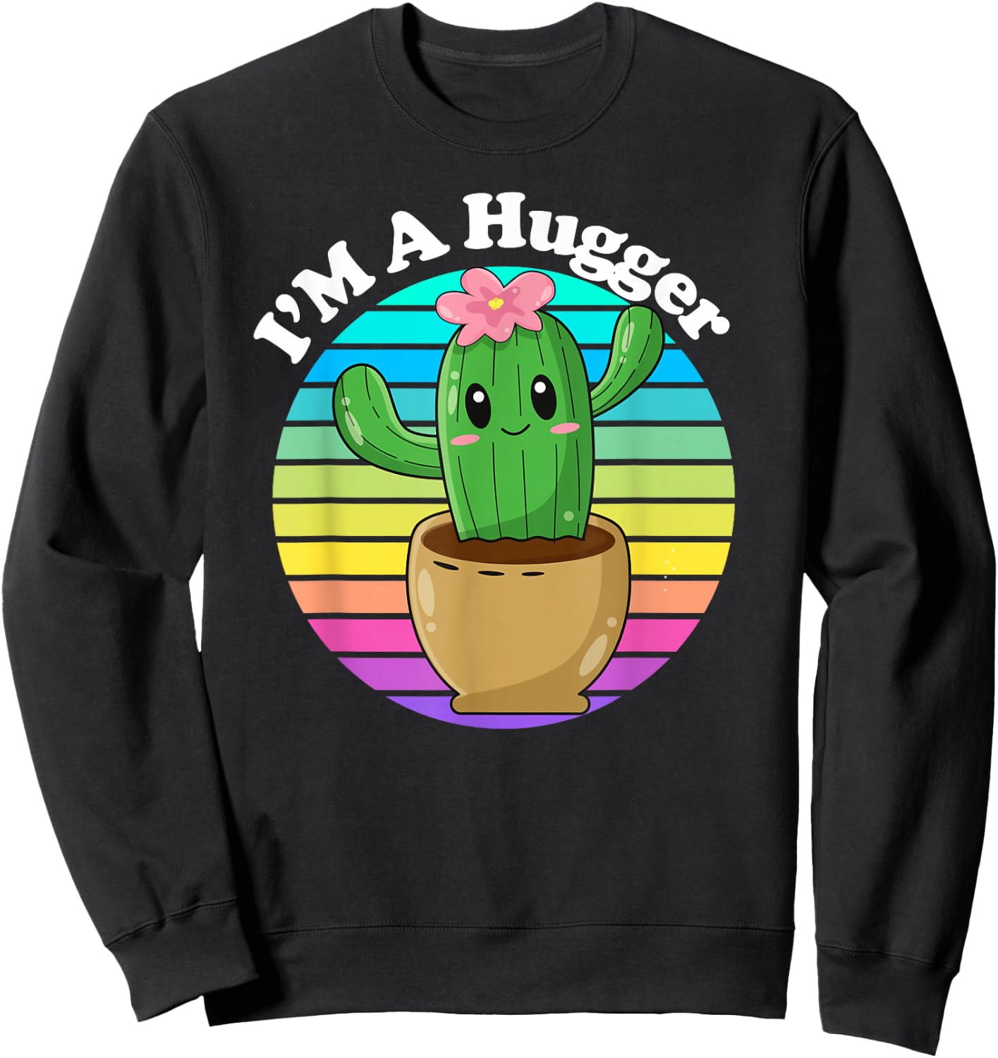 Funny I'm A Hugger Cartoon Cute Sarcastic Humor Sweatshirt - Sweatshirt | Black