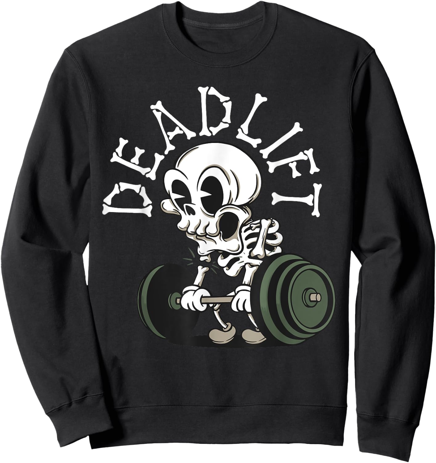 Deadlift Funny Halloween Skeleton Weight Lifting Workout Men Sweatshirt - Sweatshirt | Black