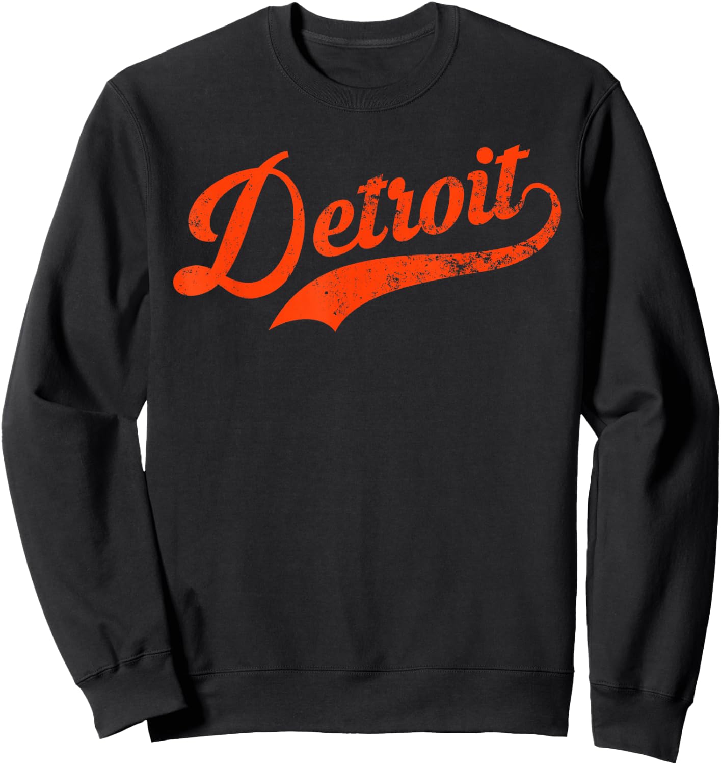 Retro Detroit Baseball City Distressed Sweatshirt - Sweatshirt | Black