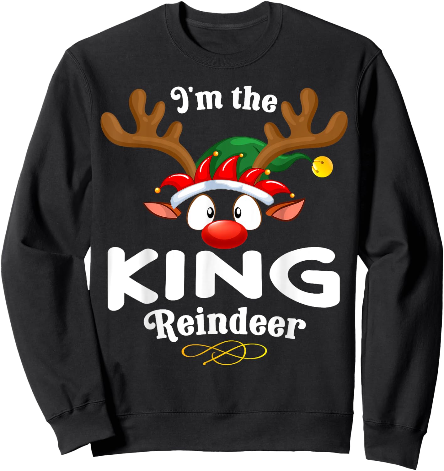 Christmas PJS King XMas Reindeer Matching Sweatshirt - Sweatshirt | Black