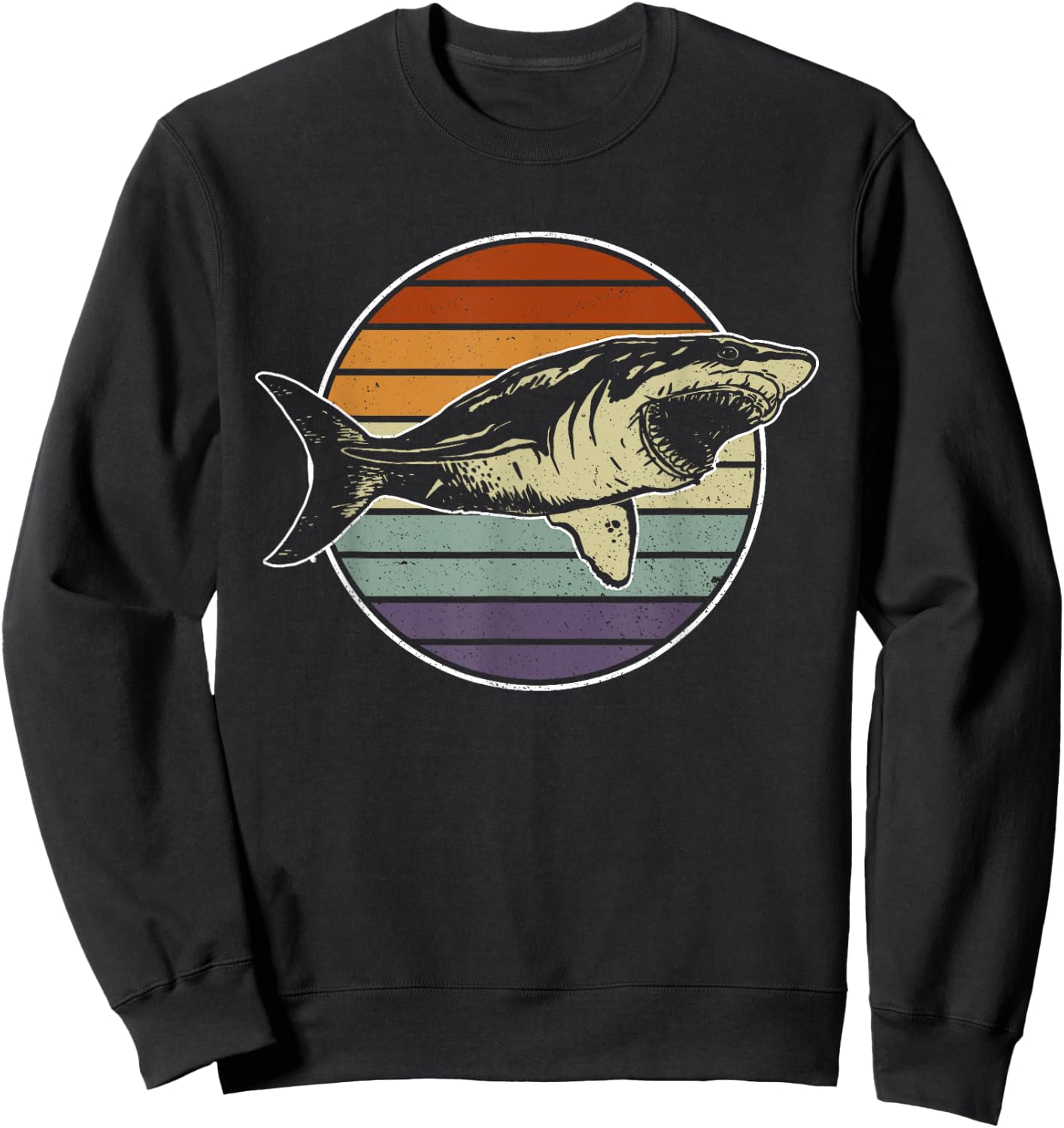 Retro Megalodon Tooth Shark Lover Sweatshirt - Sweatshirt | Black